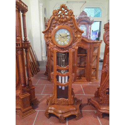 Đồng hồ cây hoa lá tây gỗ hương đá, gỗ gõ đỏ, hàng CỰC VIP, tuyển vân, tuyển gỗ loại 1 (MIỄN PHÍ VẬN CHUYỂN 50KM)