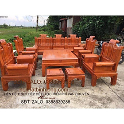 Bộ bàn ghế Âu Á Hộp Cuốn Thư gỗ gõ đỏ