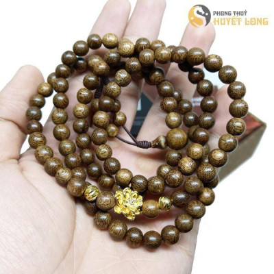 Chuỗi Trầm Hương Tốc 108 Hạt Mix Hoa Sen, Chuỗi Trầm Hương Quấn Tay Phong Thủy