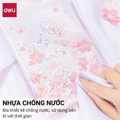 Sổ Tay Ghi Chép Kẻ Ngang 224 Trang 80Gsm Bìa Hoa Anh Đào Cao Cấp Deli - Bìa Chống Nước Màu Ngẫu Nhiên Phù Hợp Làm Sổ Tay Kế Hoạch Planner - SZ048 SZ051