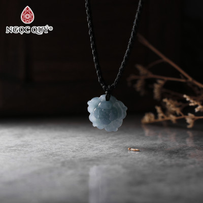 Mặt dây chuyền hoa Sen lam ngọc mệnh thủy mộc - Ngọc Quý Gemstones