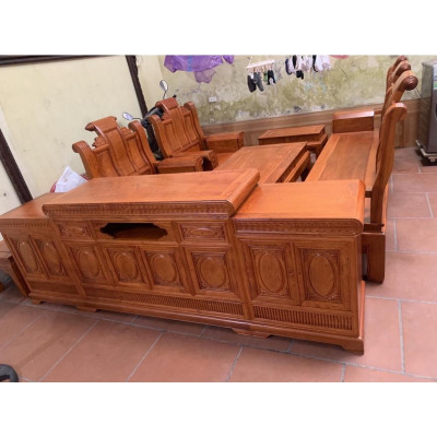 Bộ bàn ghế Âu Á Hộp Cuốn Thư gỗ hương đá