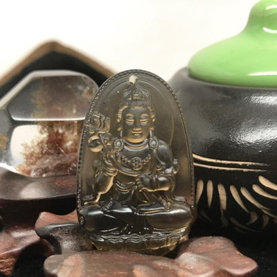 Mặt Dây Chuyền Đại Thế Chí Bồ Tát Thạch Anh Khói Ngọc Quý Gemstones DTCBTTAK