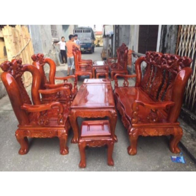 Bộ ghế quốc đào gỗ sà cừ tay 12
