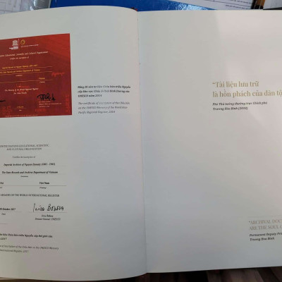 “CHÂU BẢN TRIỀU NGUYỄN – DI SẢN TƯ LIỆU THẾ GIỚI” (The nguyen Dynasty imperiar archives-World Documentary heritage)