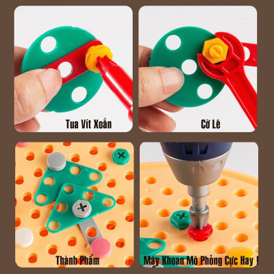 Bộ Đồ Chơi Kỹ Sư Lắp Ráp Kèm Khoan Điện,Ốc Vít , Đồ Chơi Lắp Ráp, Đồ Chơi Trẻ Em