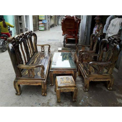 Bộ bàm ghế gỗ tràm tay 10 gồm 6 món