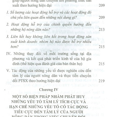 Một Số Yếu Tố Tâm Lý Của Người Nông Dân Ảnh Hưởng Tới Việc Chuyển Đổi Phương Thức Sản Xuất Nông Nghiệp Theo Hướng Hiện Đại (Sách Chuyên Khảo)