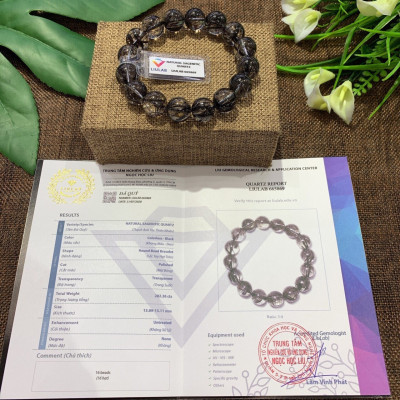 Vòng tay đá thạch anh tóc đen 7A VIP hợp mệnh Thủy, Mộc
