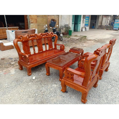 bộ bàn ghế quốc đào tay 10 gỗ xoan ta