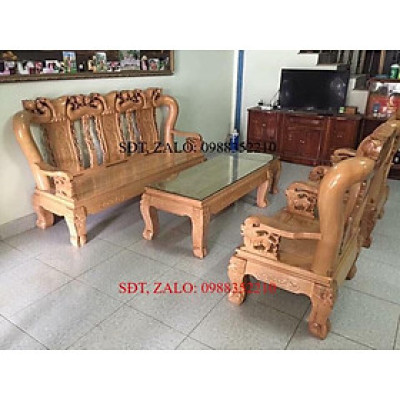 ️ Bộ ghế quốc đào gỗ sồi tay 10