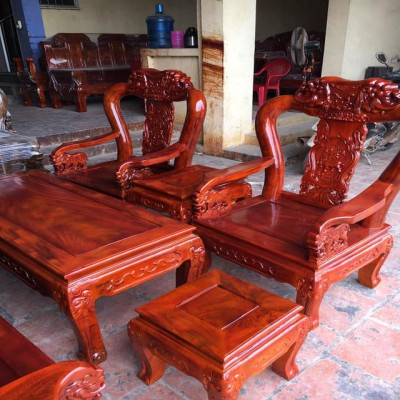 Bộ bàn ghế Minh Quốc Voi gỗ Xà Cừ