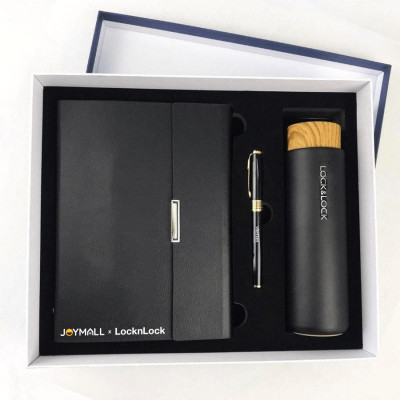 Bình giữ nhiệt Lock&Lock Flat 400ml màu đen LHC4227BLK - Hàng chính hãng, có khay lưới lọc trà, nắp nhựa kiểu gỗ - JoyMall