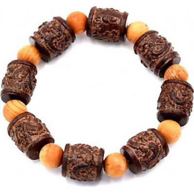 Vòng tay chuỗi hạt trụ rồng gỗ đàn hương TRNM5