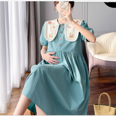 ĐẦM BẦU VÁY BẦU CÔNG SỞ CỔ THÊU HẢI QUÂN  sau sanh có  nút mở cho bé ti