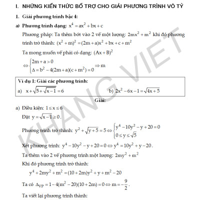 Khám Phá Bí Quyết Kì Thi THPT 2 Trong 1 Phương Trình, Bất Phương Trình, Hệ Phương Trình, Bất Đẳng Thức _KV	