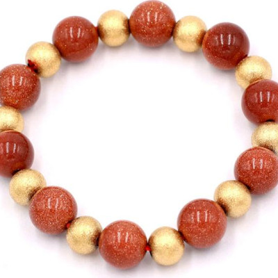 Chuỗi đeo tay - đá kim sa nâu 10 ly VKSHVT1 - hợp mệnh Thổ, mênh Mộc