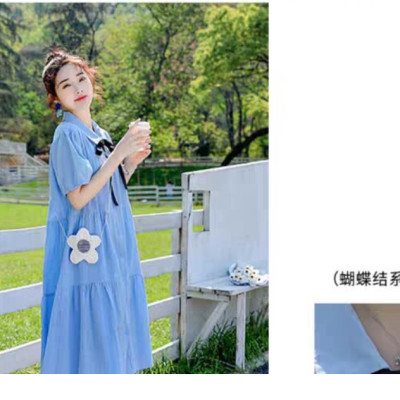 ĐẦM BÀU VÁY BẦU  CÔNG SỞ KẾT NƠ ĐEN DỄ THƯƠNG sau sanh có nút mở cho bé ti