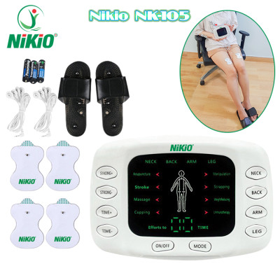 Máy Massage Xung Điện Nikio NK-105 - Máy Mát Xa 4 Miếng Dán + Dép Matxa Bàn Chân - 8 Chế Độ và 15 Cấp Độ Tùy Chỉnh, Giảm Đau Nhức Toàn Thân, Cải Thiện Tê Bì Chân