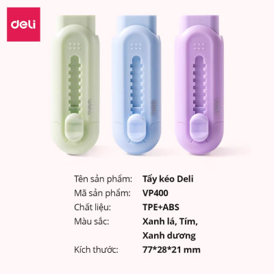 Gôm Tẩy Chì Khổng Lồ Dạng Kéo Deli - Không Dính Tay, Không Bụi Bẩn Tiện Dụng Cho Học Sinh - Màu Ngẫu Nhiên