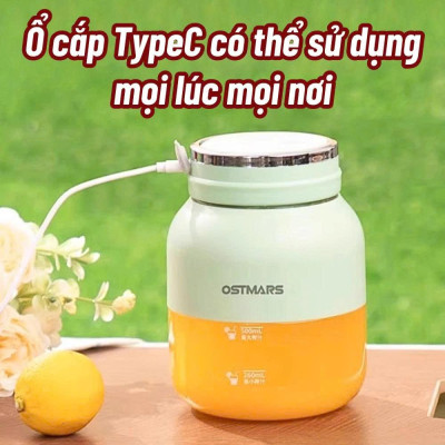 Máy Xay Sinh Tố Cầm Tay Mini Ostmars Sạc Tích Điện Dung Tích 500ml Đa Năng Nhỏ Gọn