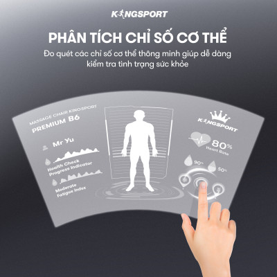 Ghế massage KINGSORT Premium B6 23 bài massage cao cấp,  công nghệ massage Kingtech Dual, đo chỉ số sức khỏe