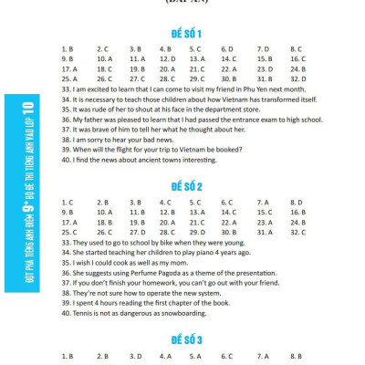 Đột Phá Điểm 9+ Tiếng Anh - Bộ Đề Thi Tiếng Anh Vào Lớp 10 - Có Đáp Án