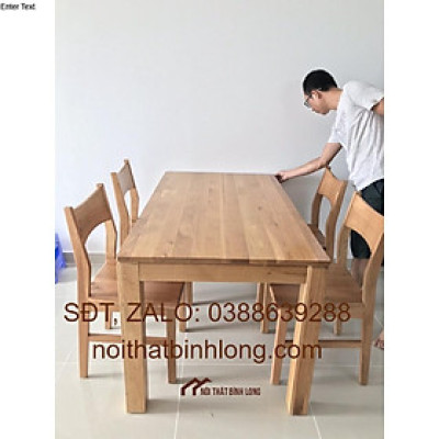 Bộ bàn ăn gỗ sồi mỹ bàn 1m4 và 4 ghế