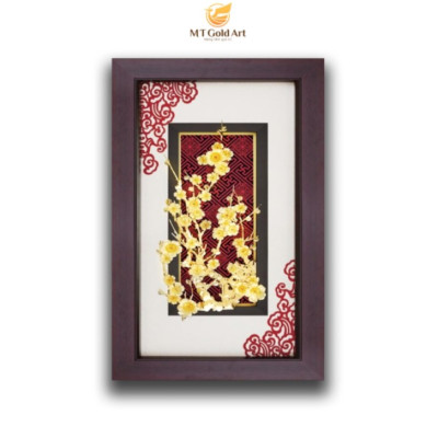 Tranh hoa mai mạ vàng (39x69cm) MT Gold Art- Hàng chính hãng, trang trí nhà cửa, phòng làm việc, quà tặng Tết ý nghĩa, quà tặng sếp, đối tác, khách hàng, tân gia, khai trương 