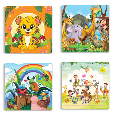 Hộp xếp hình với combo 10 bộ ghép hình 20 mảnh, kích thước hình 17x17 cm, chủ đề động vật, chỉ có tại Minhchauco