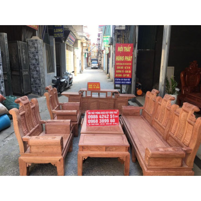 Bộ bàn ghế Âu Á Hộp Cuốn Thư gỗ hương đá