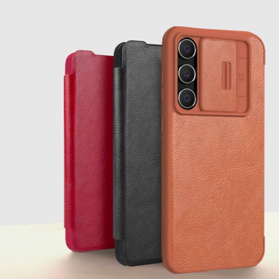 Bao da cho SamSung Galaxy S24 FE chính hãng Nillkin QIN có nắp trượt bảo vệ camera sau - Hàng chính hãng