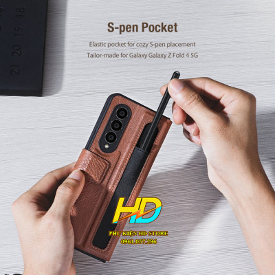 Bao Da Dành Cho SamSung Galaxy Z Fold4 5G Da Thật Cao Cấp Chính Hãng Nillkin Aoge Leather Cover Có Ngăn Đựng Bút Tiện Lợi - Hàng Chính Hãng