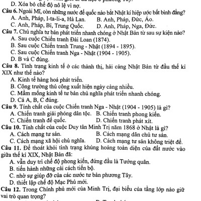 Kiến Thức Trọng Tâm Và Câu Hỏi Trắc Nghiệm Khách Quan Lịch Sử 11