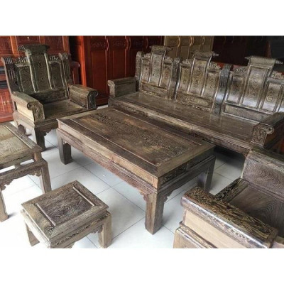 Bàn ghế âu á tay hộp trương voi gỗ mun đuôi công đẹp