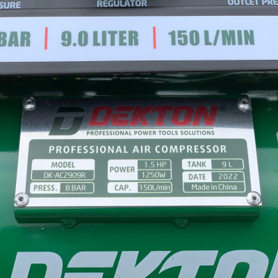 MÁY NÉN KHÍ KHÔNG DẦU 9L 1250W DEKTON DK-AC2909R - HÀNG CHÍNH HÃNG