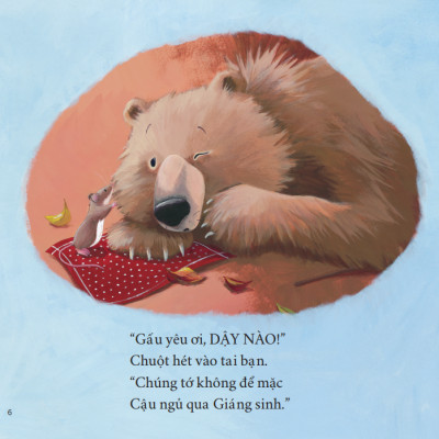 Sách tranh song ngữ Gấu thức đón Giáng sinh - Ehomebooks