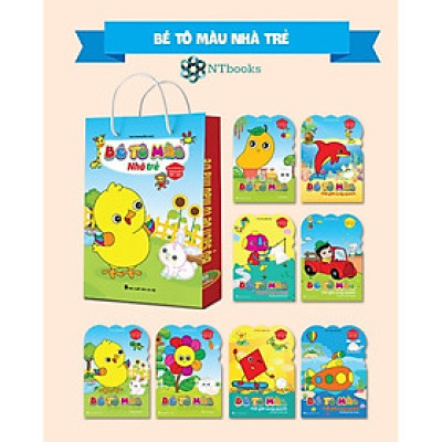 Sách Tô Màu - Bé tô màu nhà trẻ song ngữ việt anh - (Dành cho trẻ mầm non) - Bộ 8 quyển