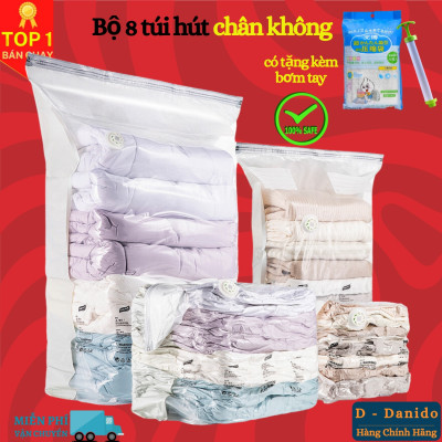Combo 8 túi hút chân không cao cấp đựng quần áo, chăn màn, gối mềm nhiều cỡ - Chính hãng D Danido