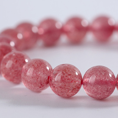 Vòng đôi đá thạch anh dâu phối charm lá bạc mệnh hỏa, thổ - Ngọc Quý Gemstones