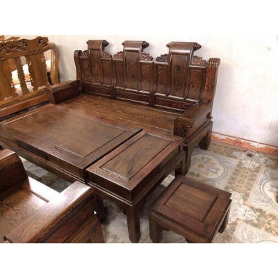 Bàn ghế âu á tay hộp trương voi gỗ mun đuôi công đẹp