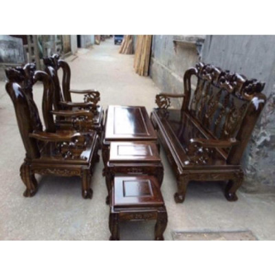 Bộ ghế quốc đào gỗ tràm tay 10