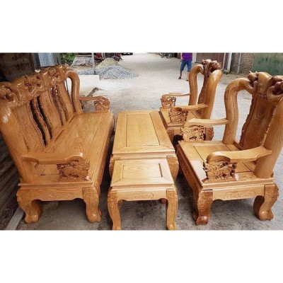 Bộ bàn ghế sồi Nga tay 12 gồm 6 món