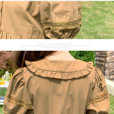 ĐẦM BẦU VÁY BẦU CỔ SEN CÀ PHÊ SỮA  sau sanh có nút mở cho bé ti