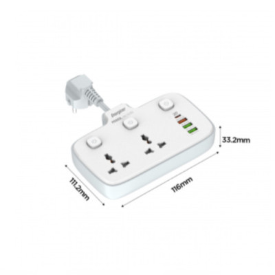 [ Hàng Chính Hãng ] Ổ điện đa năng Energizer EPB2503EU 2 cổng kèm 3USB-A và 1USB-C sạc nhanh PD, chịu tải 2500W
