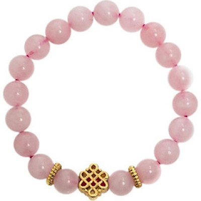 Vòng Tay Phong Thủy Nữ Đá Thạch Anh Hồng Phối Charm Si (8mm) Mệnh Hỏa, Thổ Ngọc Quý Gemstones