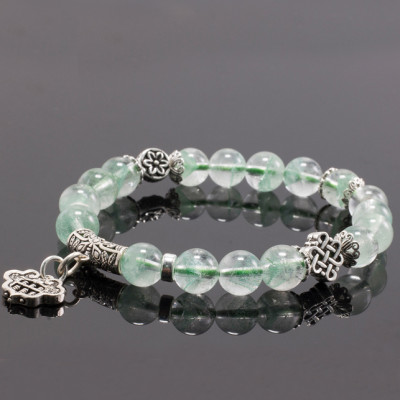 Vòng tay thạch anh ưu linh xanh phối charm bạc (8mm) Ngọc Quý Gemstones