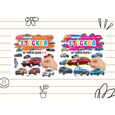 Combo 2 cuốn bé muốn biết về các loại xe thông dụng - sách sticker thế giới xe - Phát triển IQ - EQ - CQ