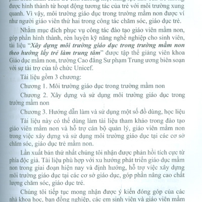 Xây Dựng Môi Trường Giáo Dục Trong Trường Mầm Non Theo Định Hướng Lấy Trẻ Em Làm Trung Tâm 
