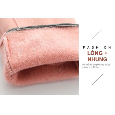 Găng tay nữ cảm ứng lót nỉ siêu ấm mùa đông- gang tay nu cam ung lot ni am mua dong